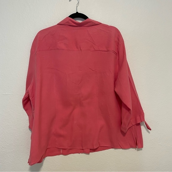 Notations Woman silk pink Button-Up Top size 2X drapey cutout thin flowy spring - Picture 7 of 8